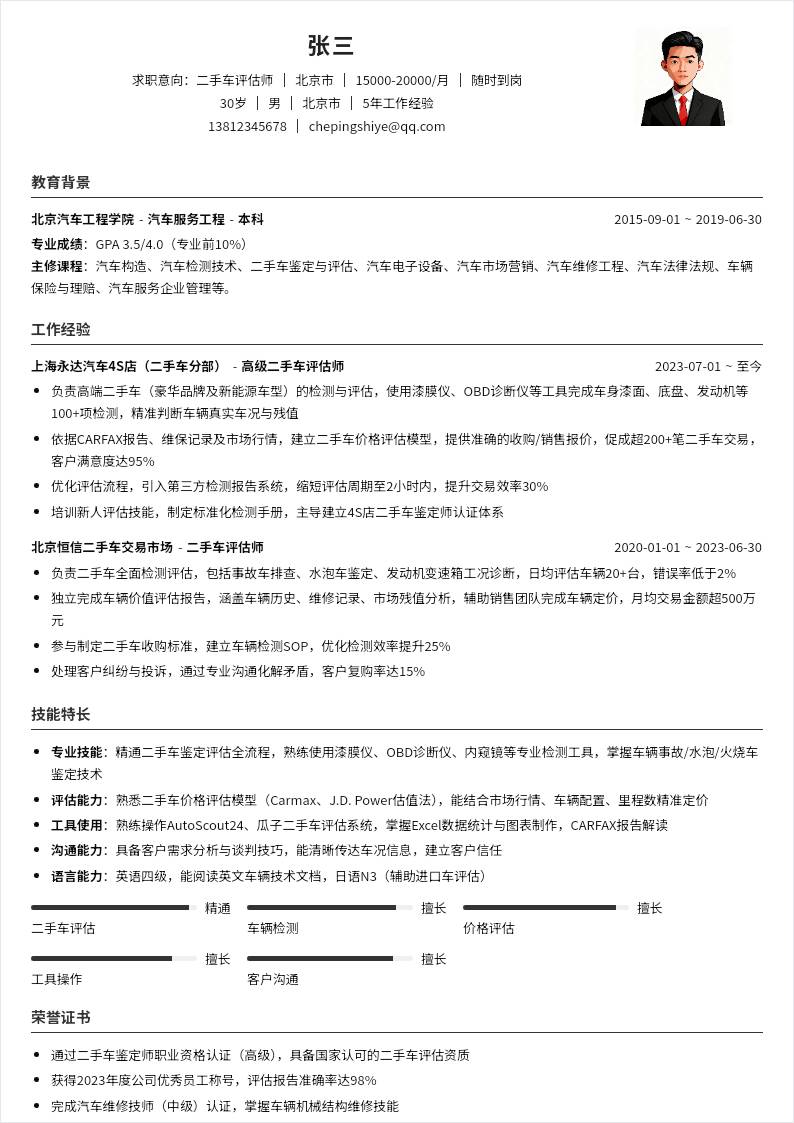 二手车评估师 | 社招