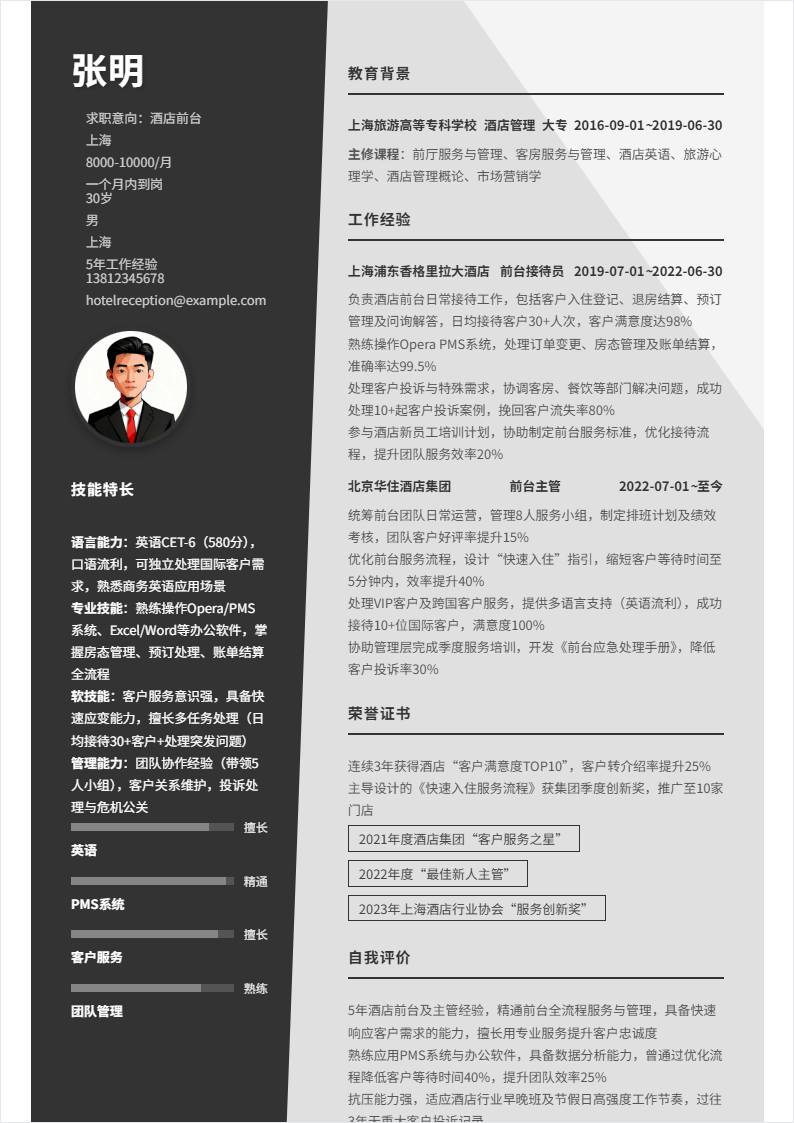 酒店前台 | 社招