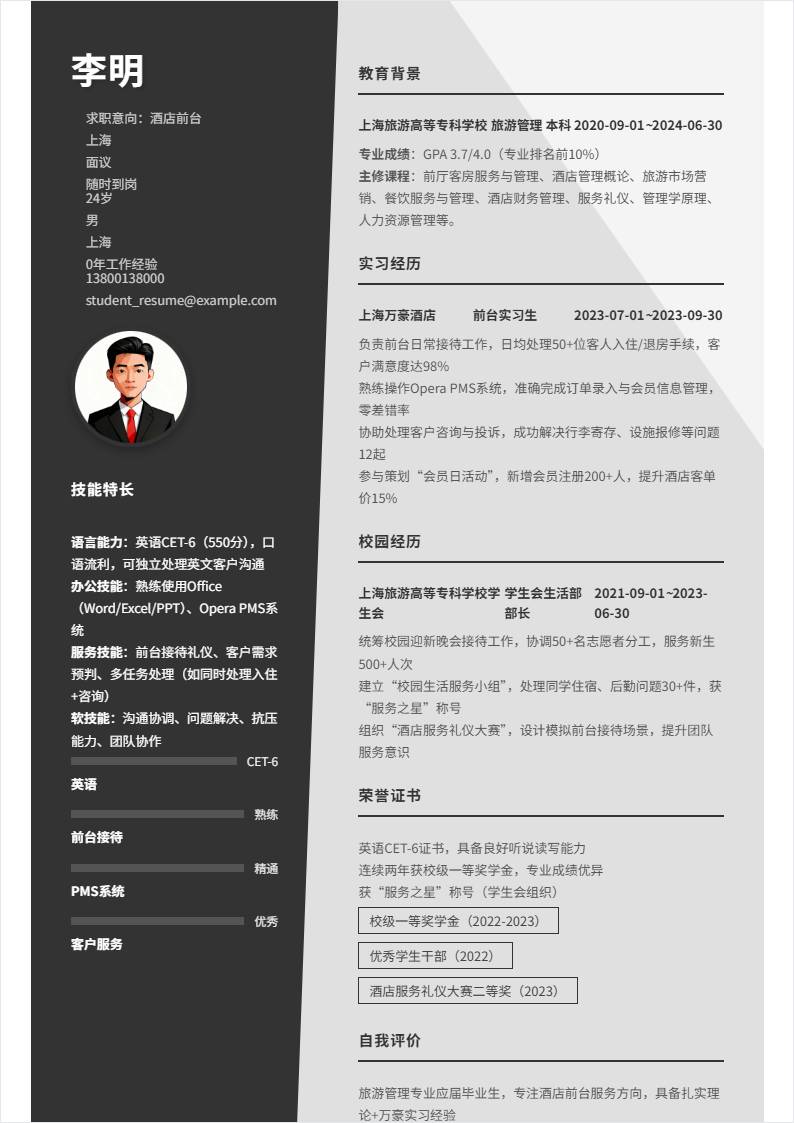 酒店前台 | 校招