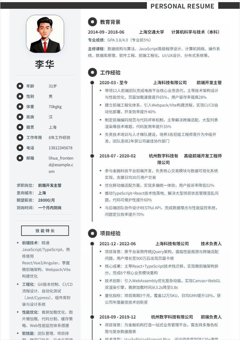 前端开发主管 | 社招