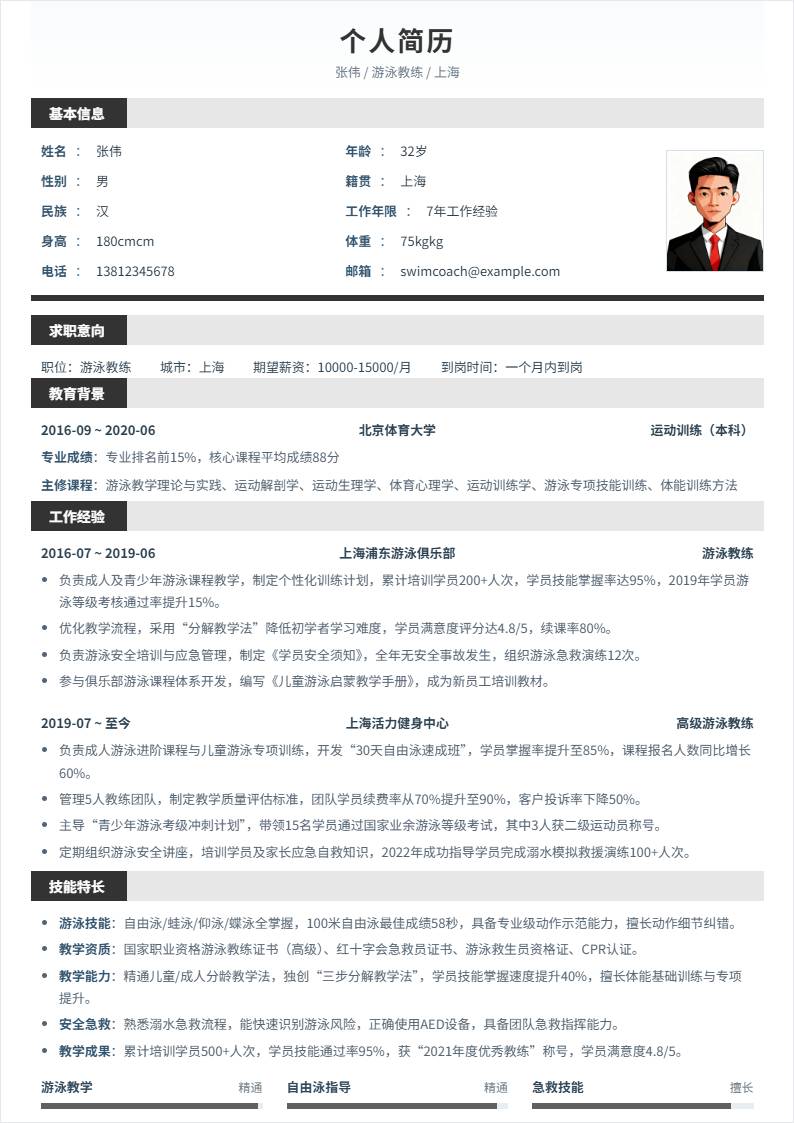 游泳教练 | 社招