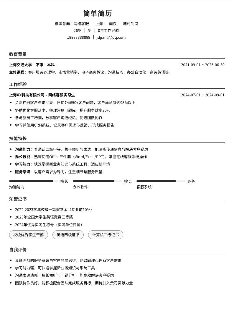 网络客服 | 校招