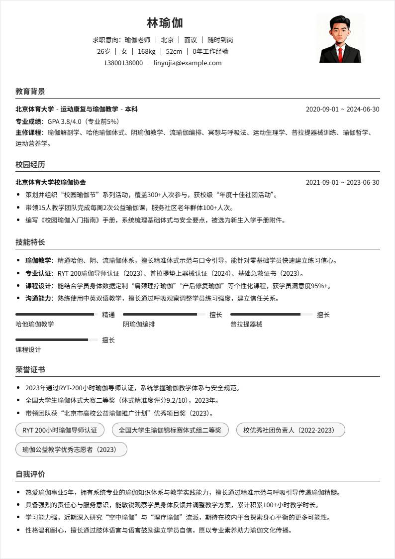 瑜伽老师 | 校招