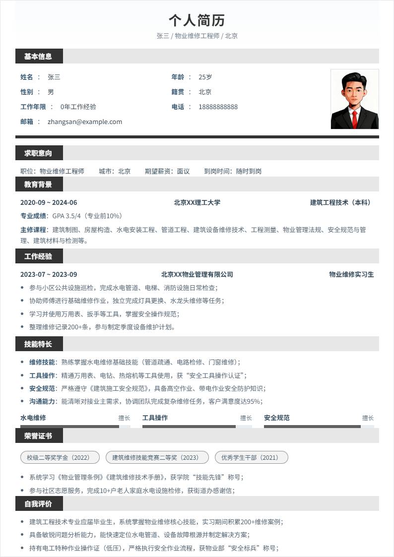 物业维修 | 校招