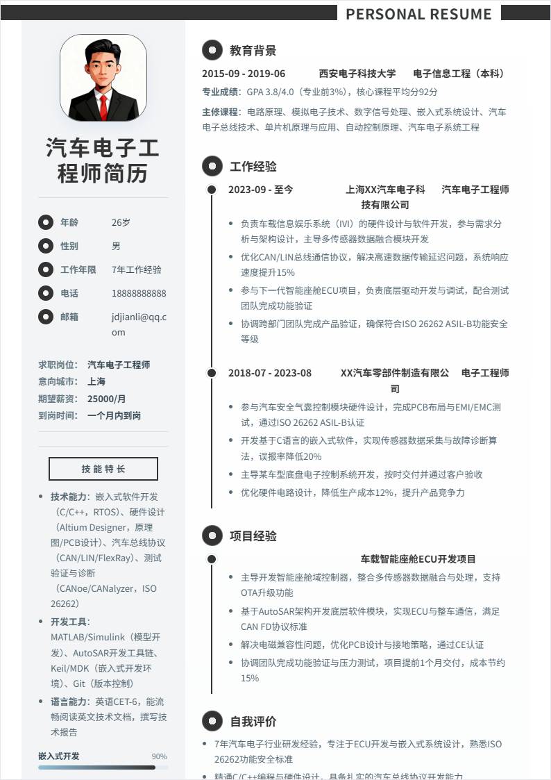 汽车电子工程师 | 社招