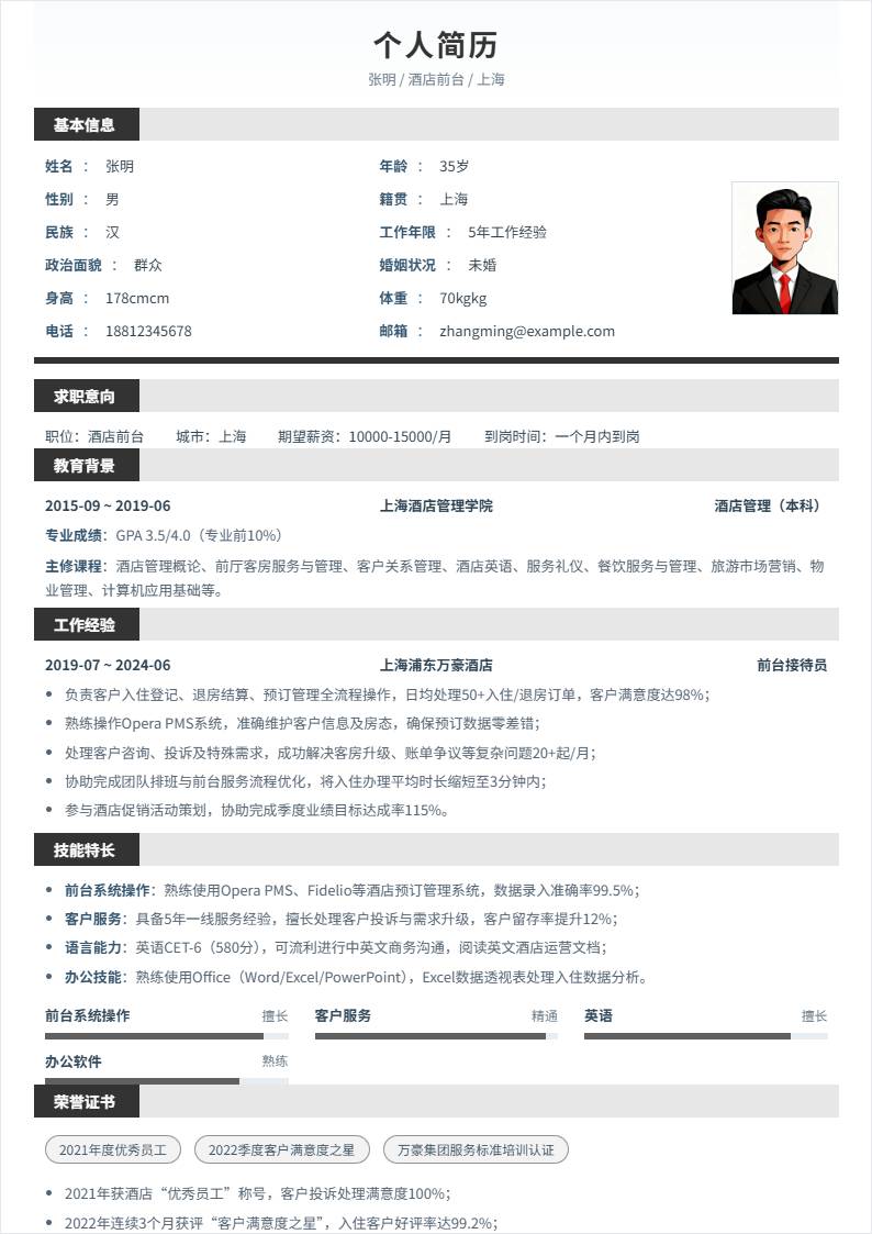 酒店前台 | 社招