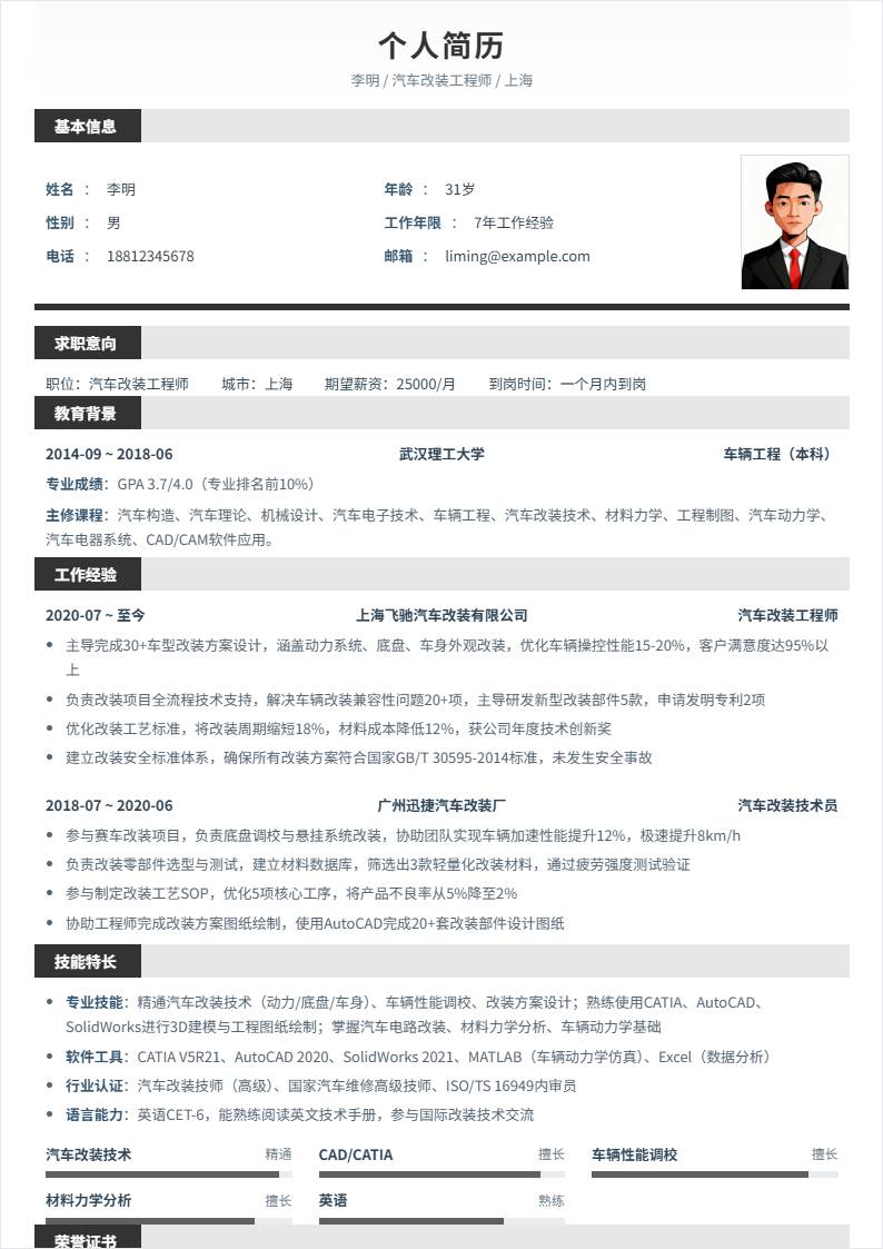 汽车改装工程师 | 社招