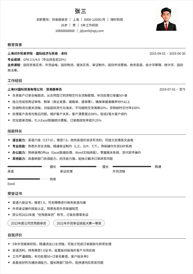 贸易跟单员 | 社招