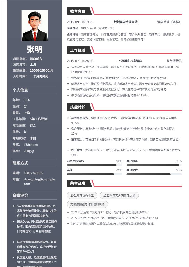 酒店前台 | 社招