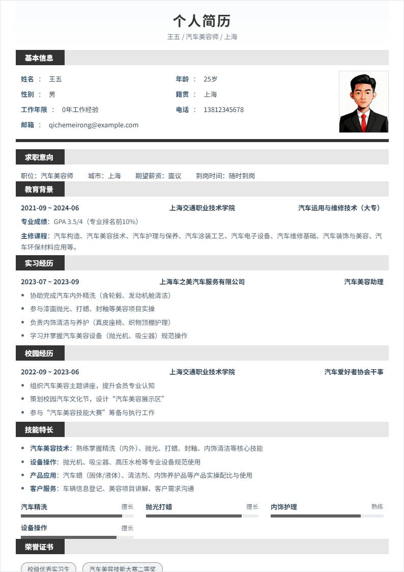 汽车美容师 | 校招