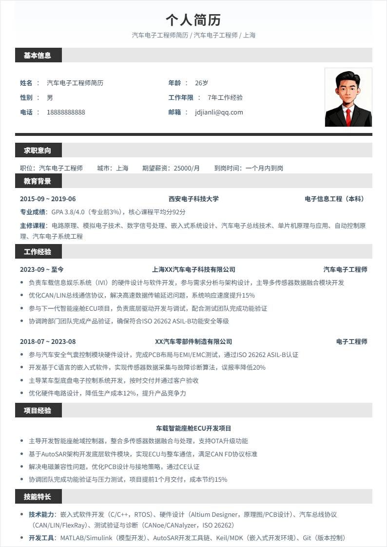 汽车电子工程师 | 社招