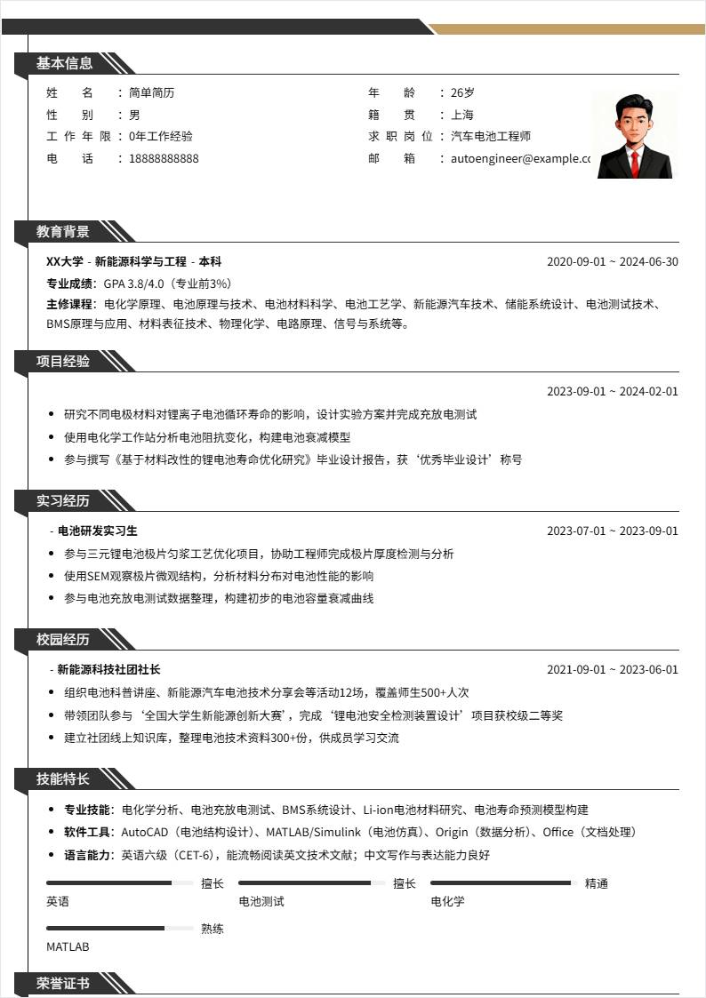 汽车电池工程师 | 校招