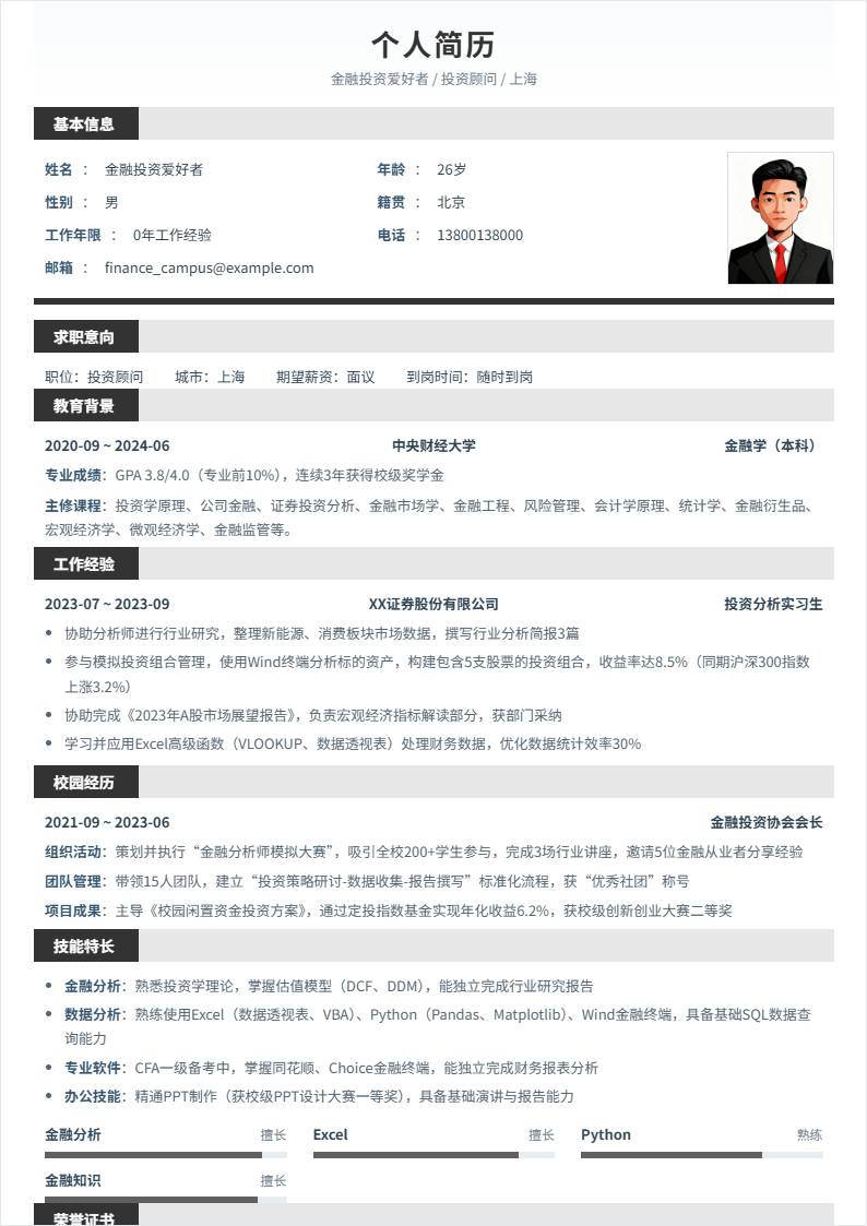 投资顾问 | 校招