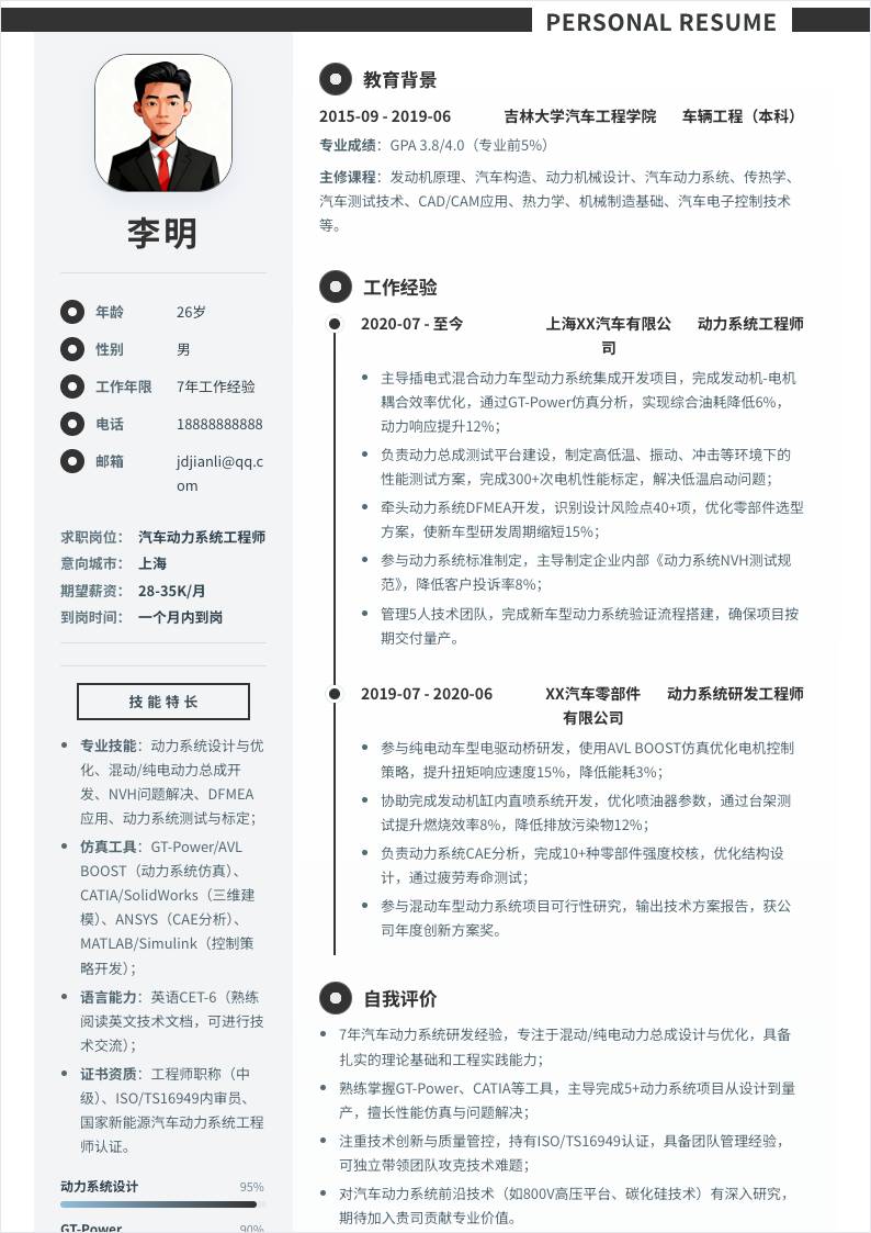 汽车动力系统工程师 | 社招
