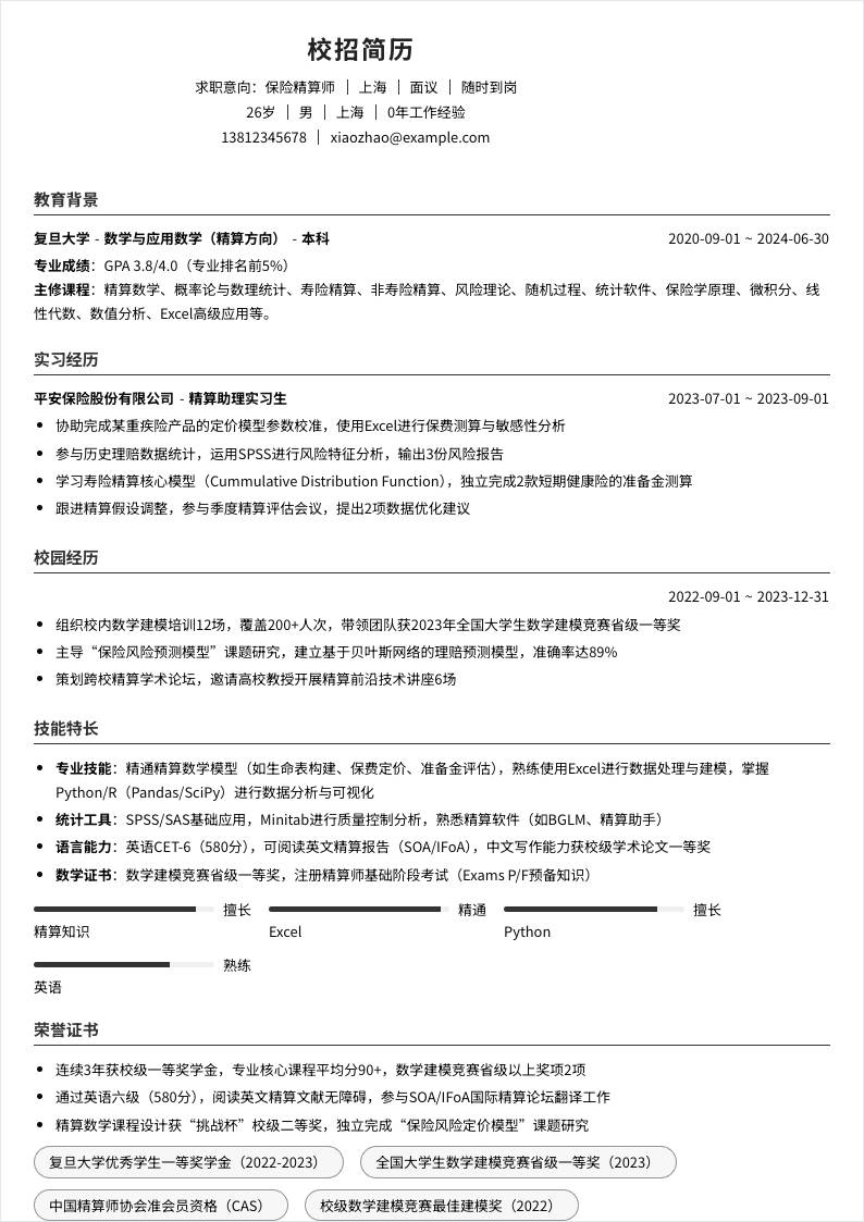 保险精算师 | 校招