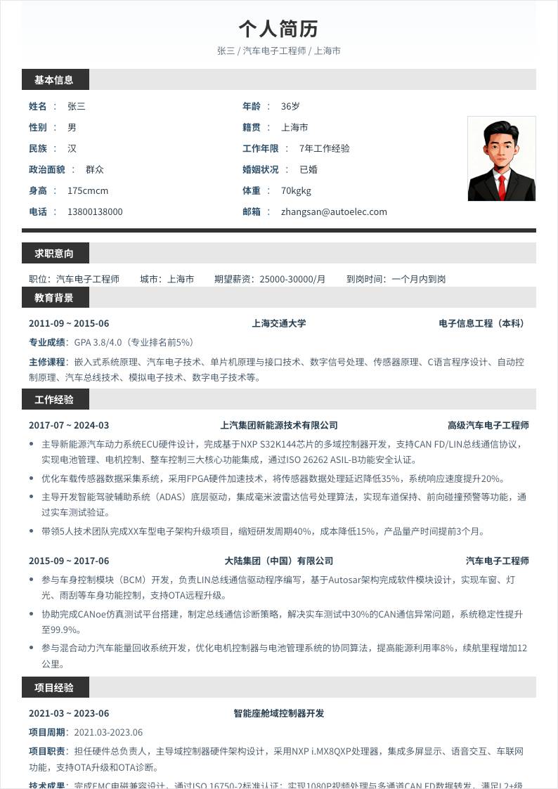 汽车电子工程师 | 社招