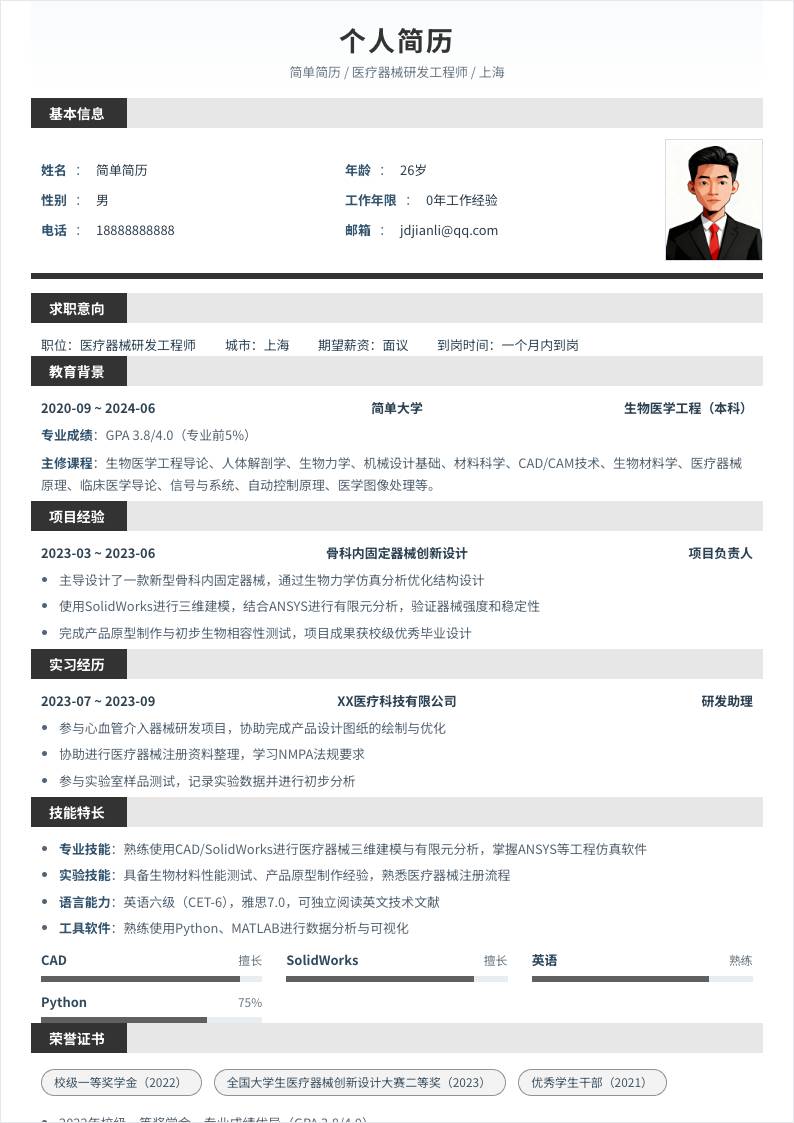 医疗器械研发 | 校招