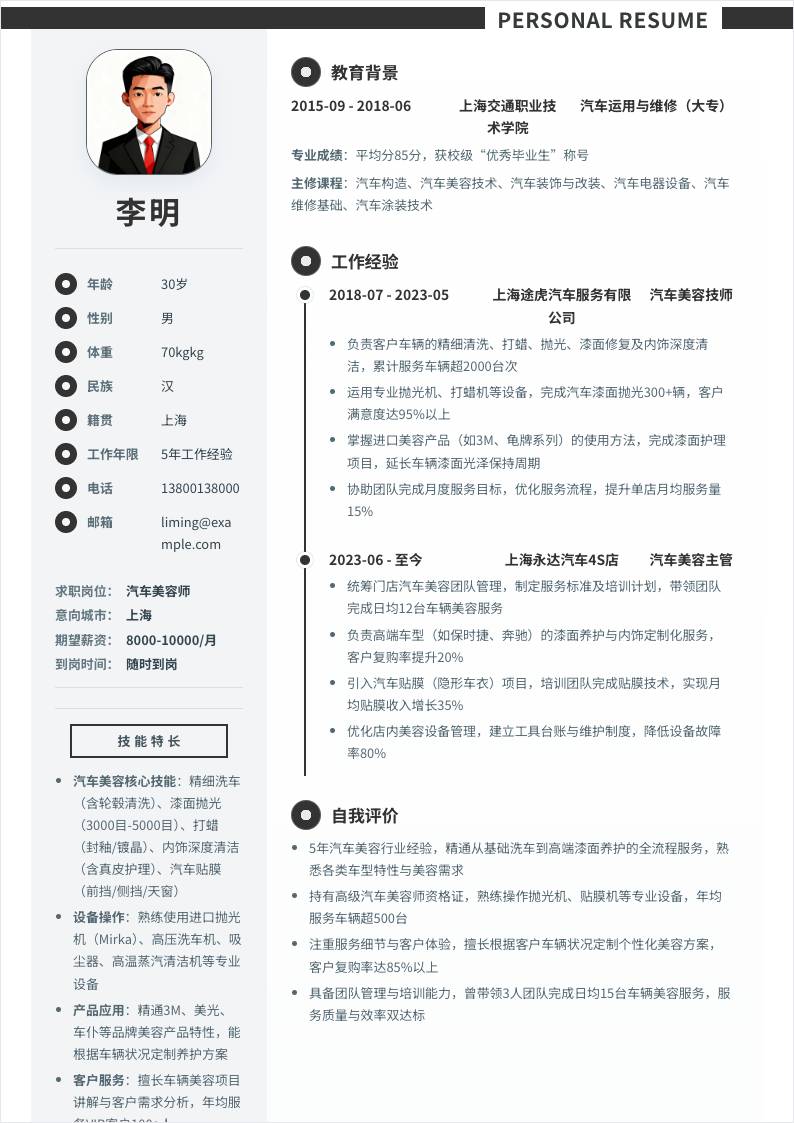 汽车美容师 | 社招