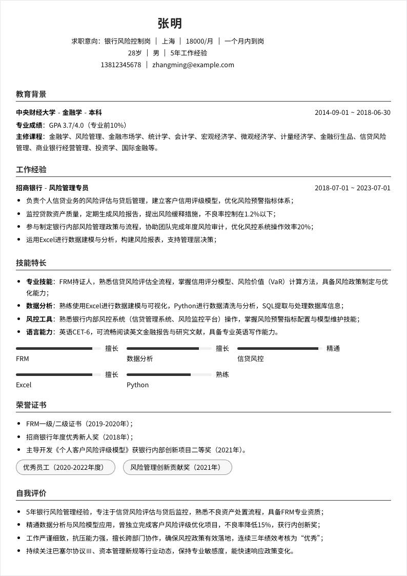 银行风险控制 | 社招