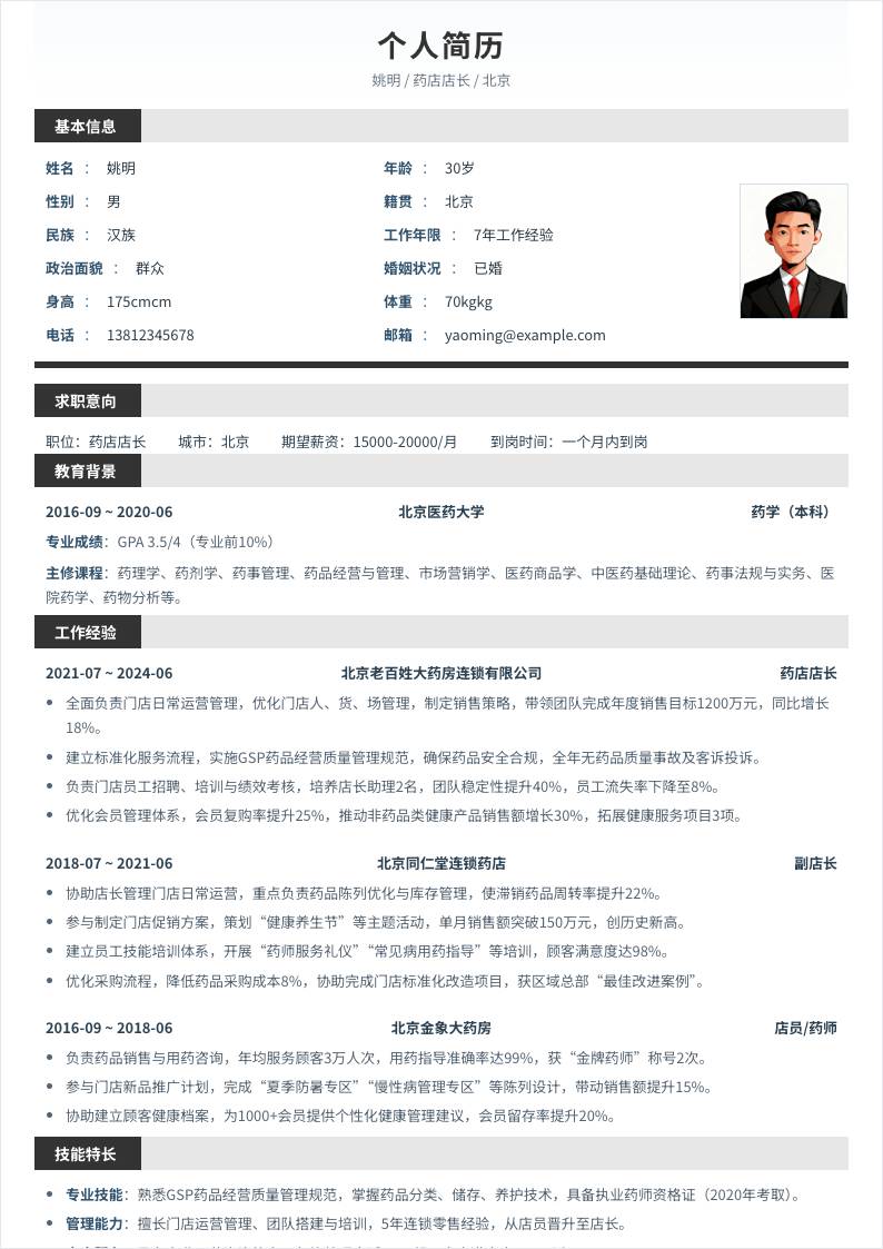 药店店长 | 社招