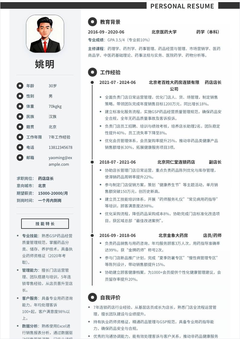 药店店长 | 社招