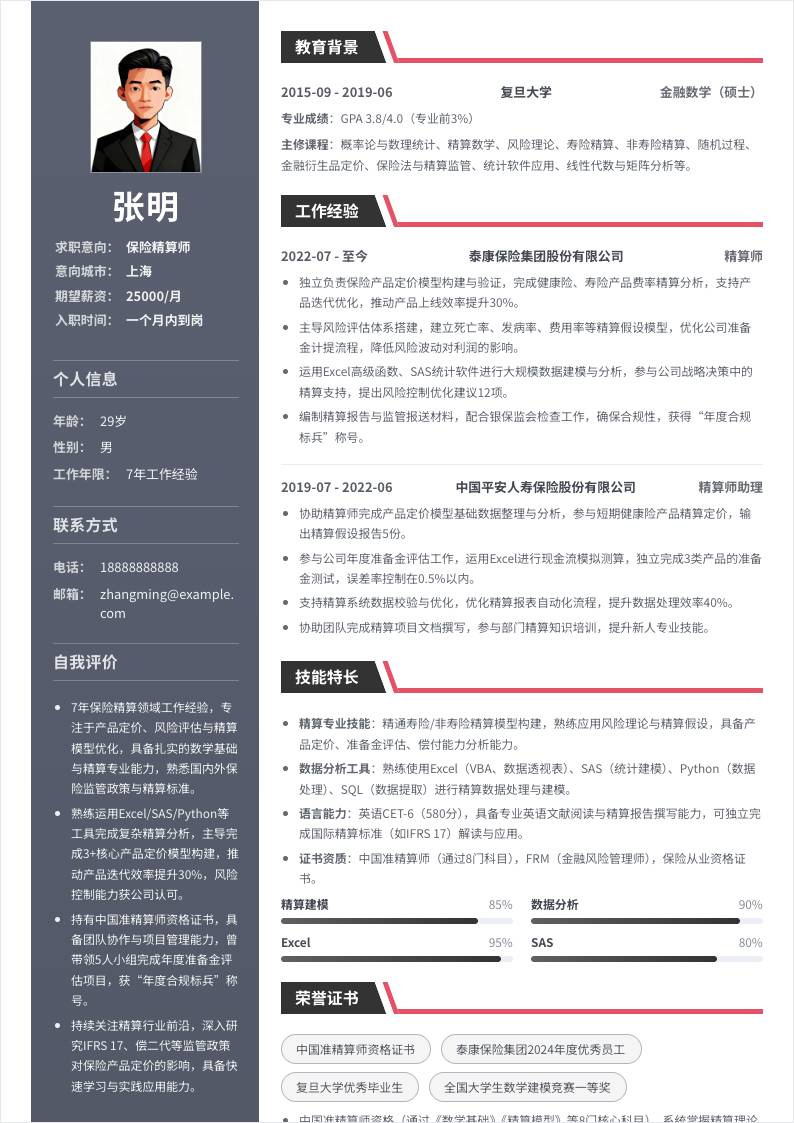 保险精算师 | 社招