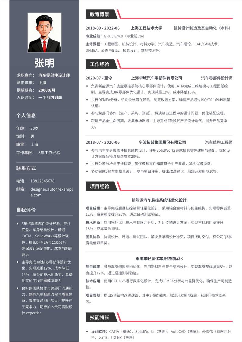 汽车零部件设计师 | 社招