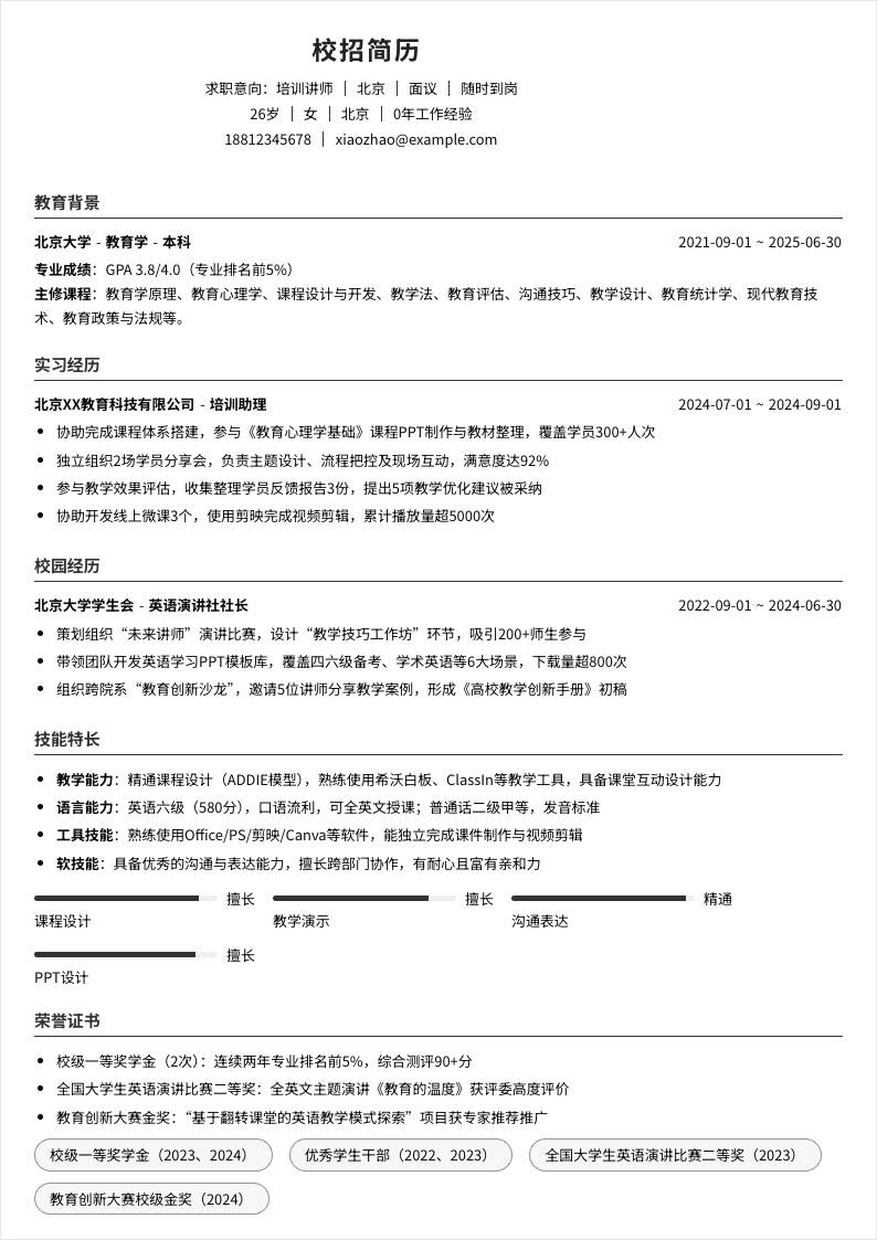 培训讲师 | 校招