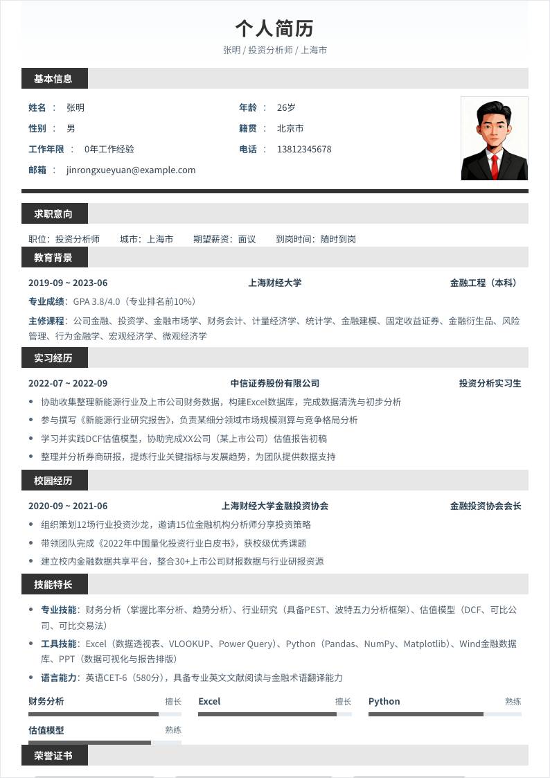 投资分析师 | 校招