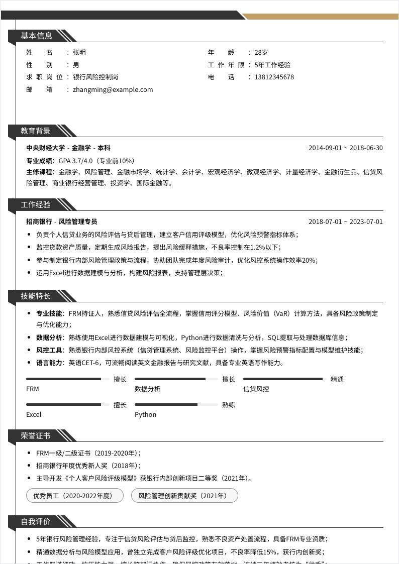 银行风险控制 | 社招