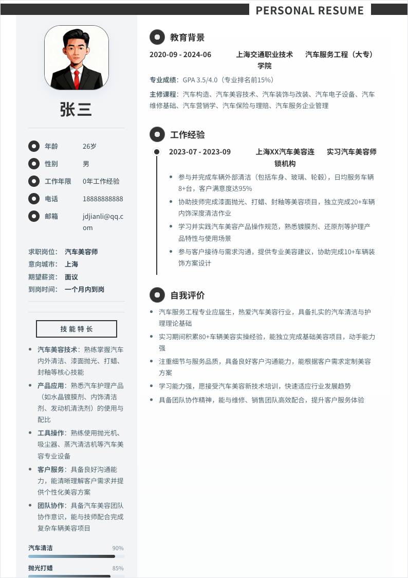 汽车美容师 | 校招