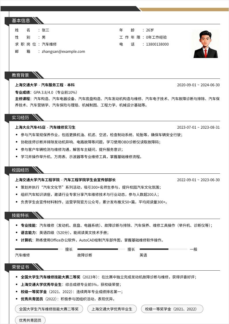 汽车维修 | 校招