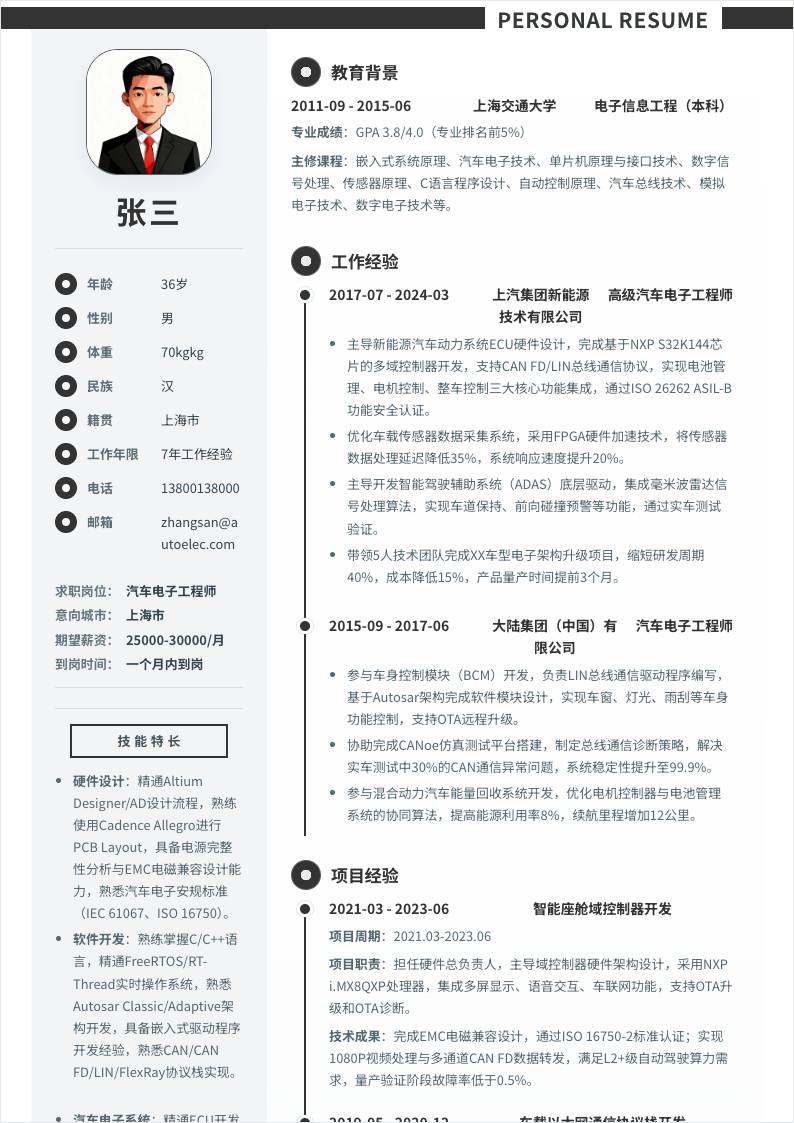 汽车电子工程师 | 社招