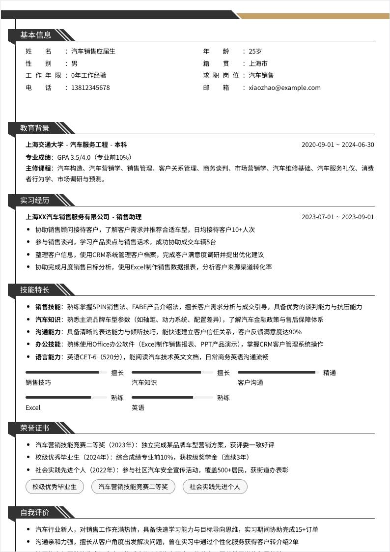 汽车销售 | 校招