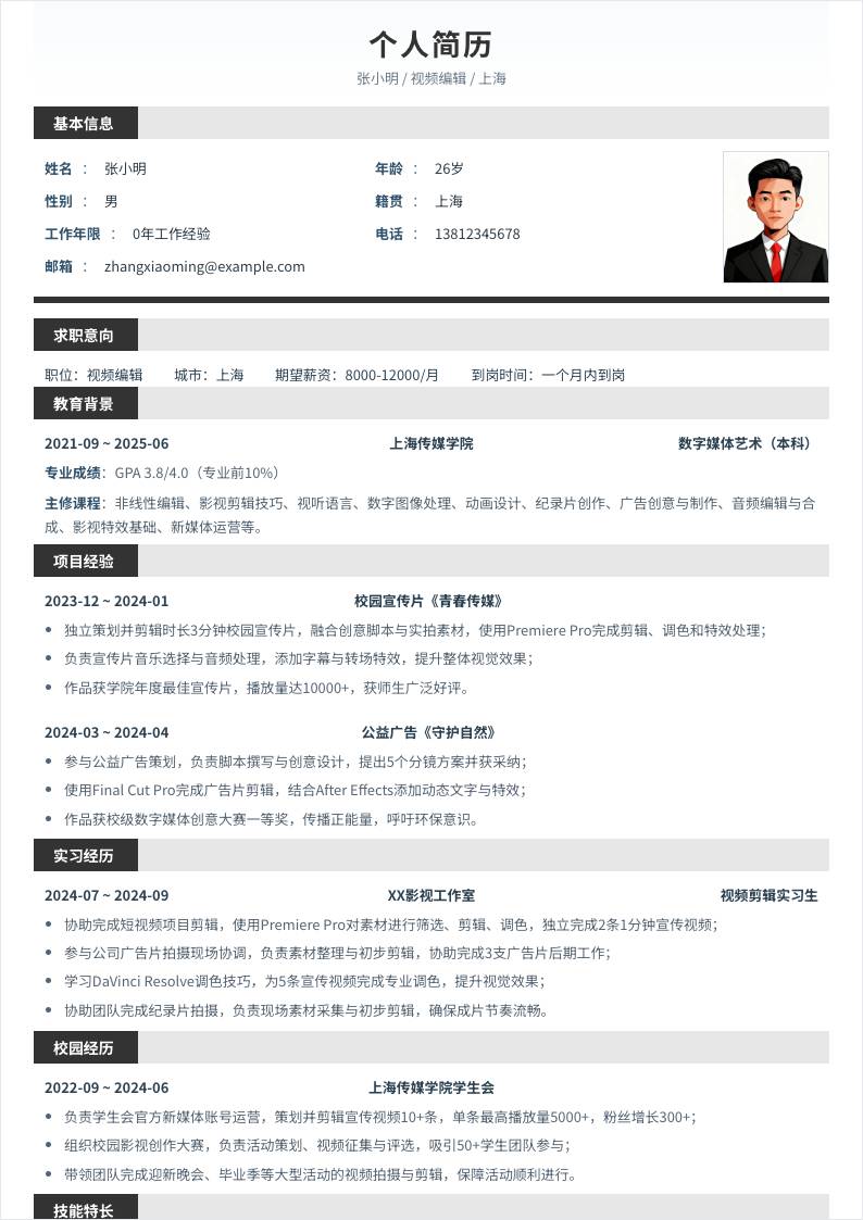 视频编辑 | 校招