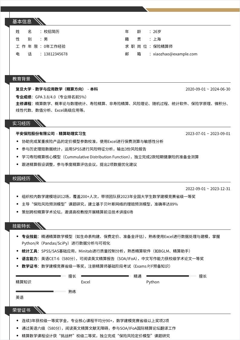 保险精算师 | 校招