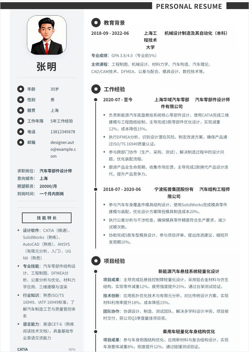 汽车零部件设计师 | 社招