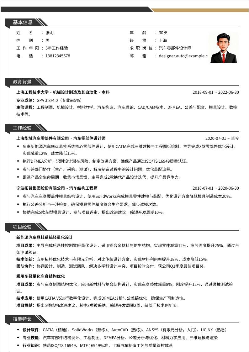 汽车零部件设计师 | 社招